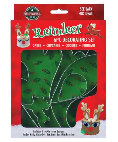 Reindeer 6 pc Cake Decorating Cutter Set - Click Image to Close